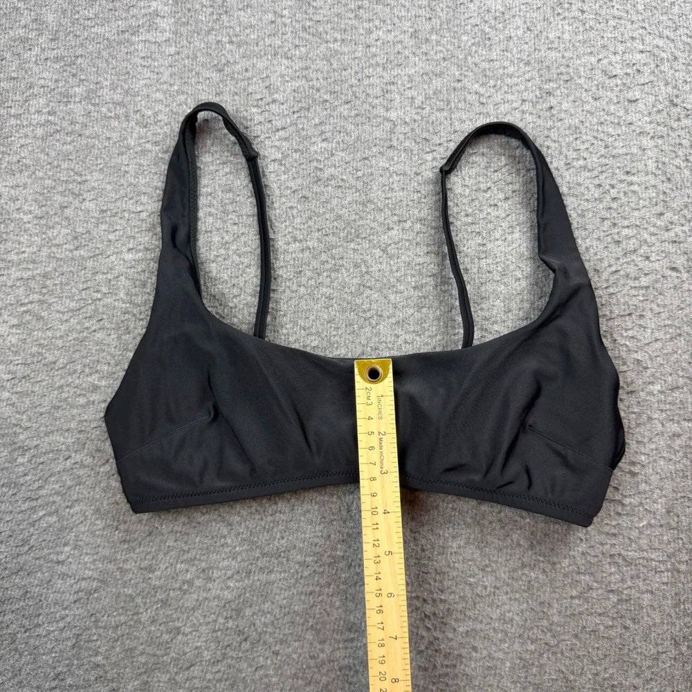 Aerie Bikini Top Women's Medium Black Scoop Neck Bow Back Adjustable‎ Straps
